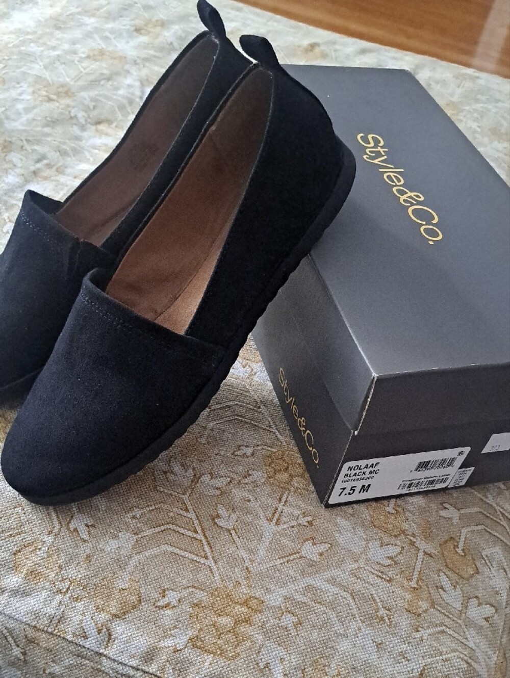 Style & Co. Black Suede-Look Slip-On Flats - Picture 2 of 6